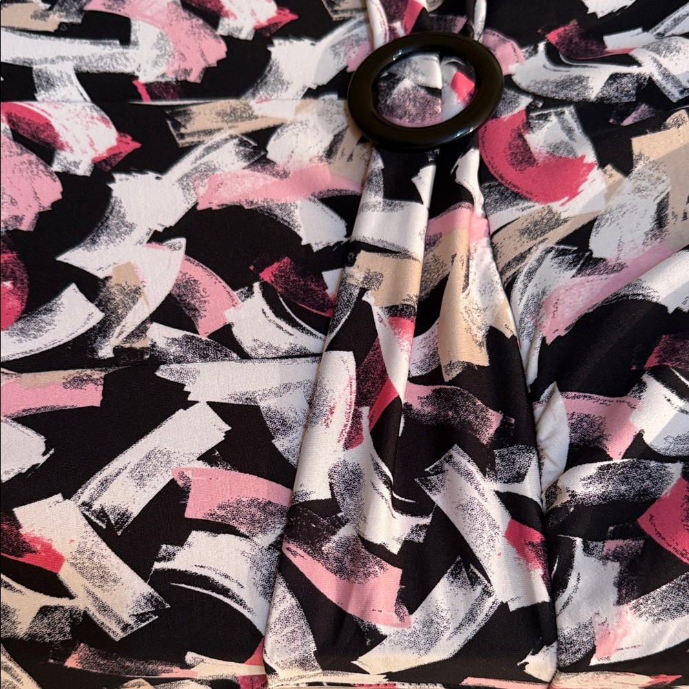 Perceptions Black and Pink Patterned Midi Dress - image 5